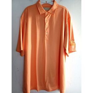Donald Ross Men Orange Gingham UPF 50 Protection Sportswear Polo Shirt Medium